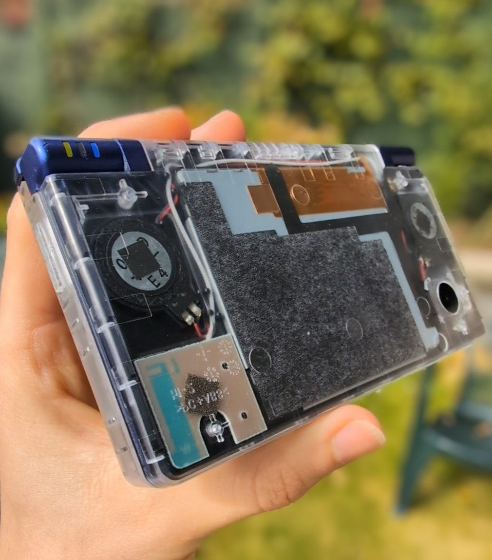 Nintendo DSi Custom Metallic Blue and Transparent White Shell
