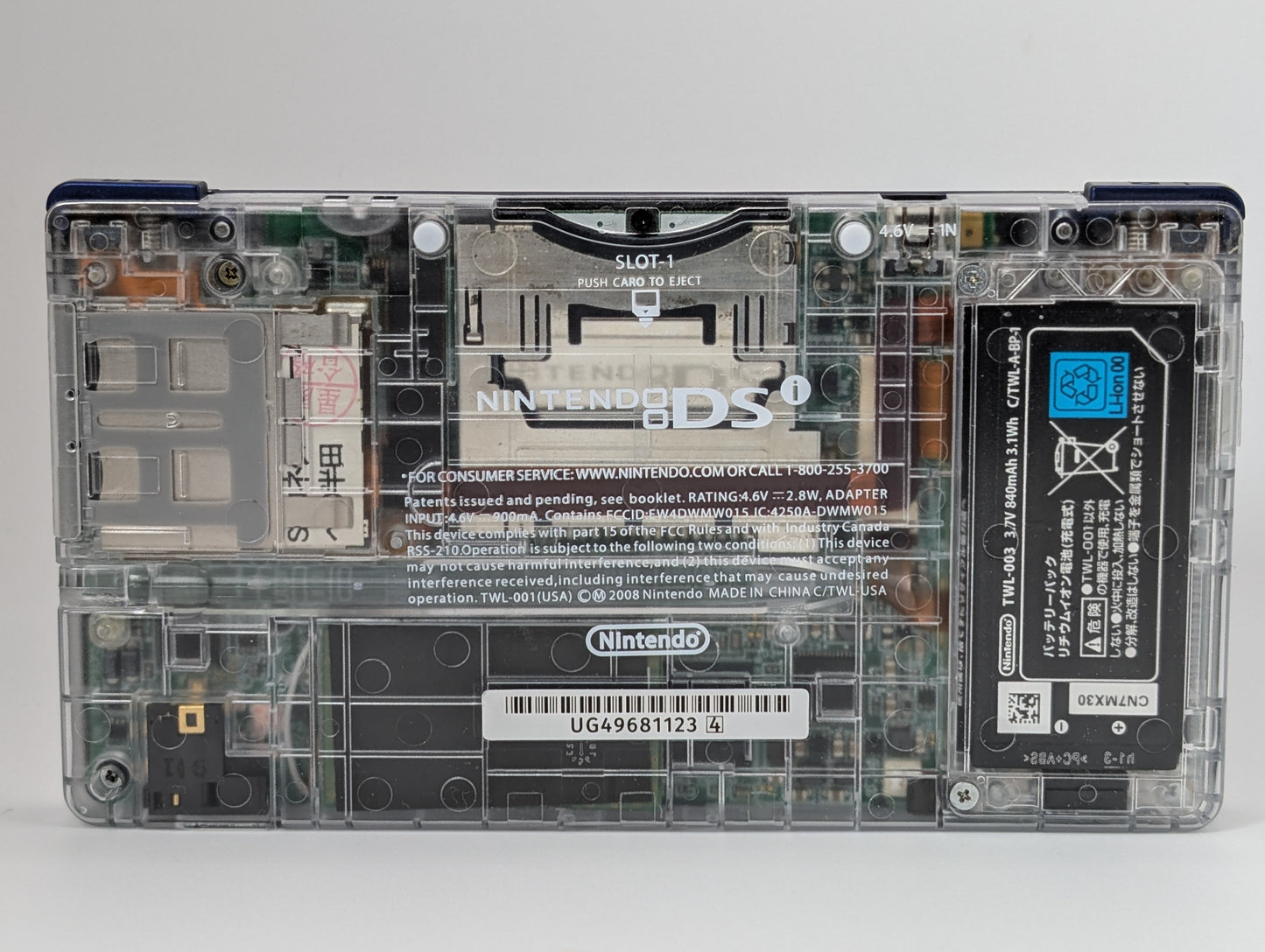 Nintendo DSi Custom Metallic Blue and Transparent White Shell