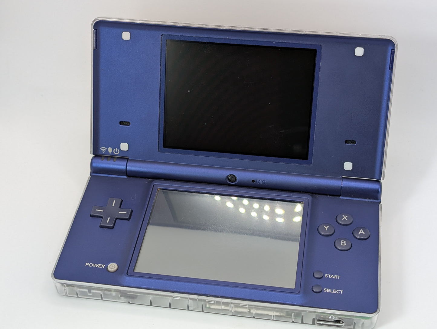 Nintendo DSi Custom Metallic Blue and Transparent White Shell