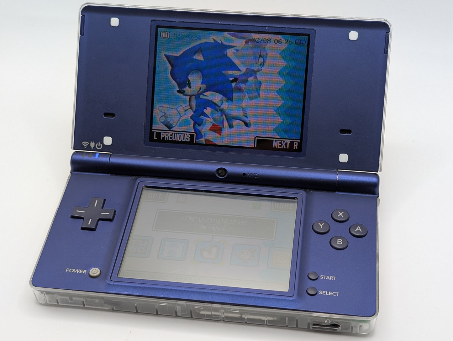 Nintendo DSi Custom Metallic Blue and Transparent White Shell