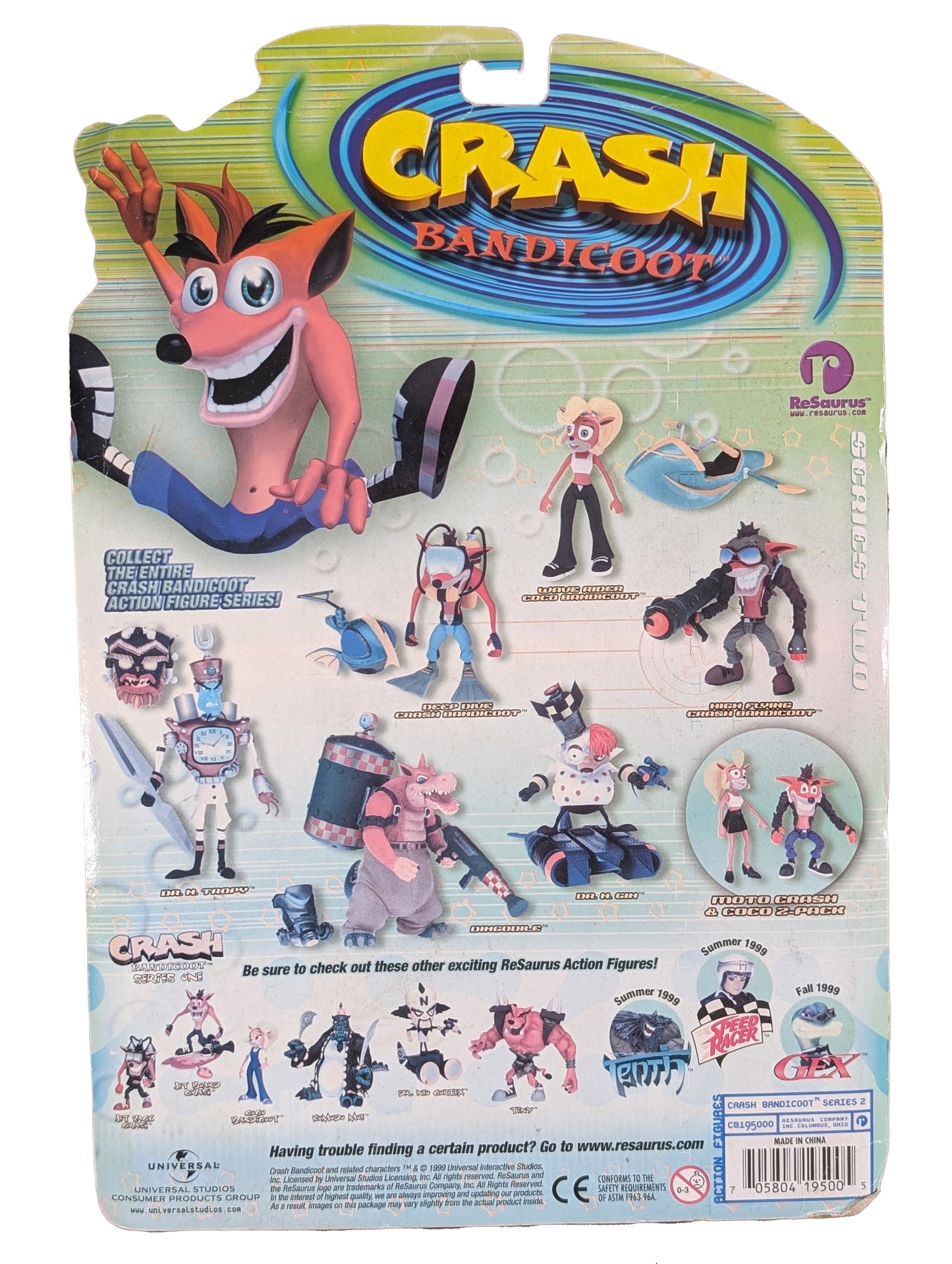 Crash Bandicoot High Flying Pilot Crash Resaurus Figure Boxed